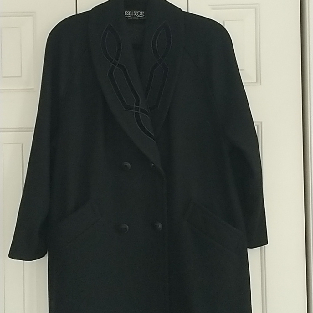 Russell Scott Vintage Black Maxi Dress Coat with Embroidery